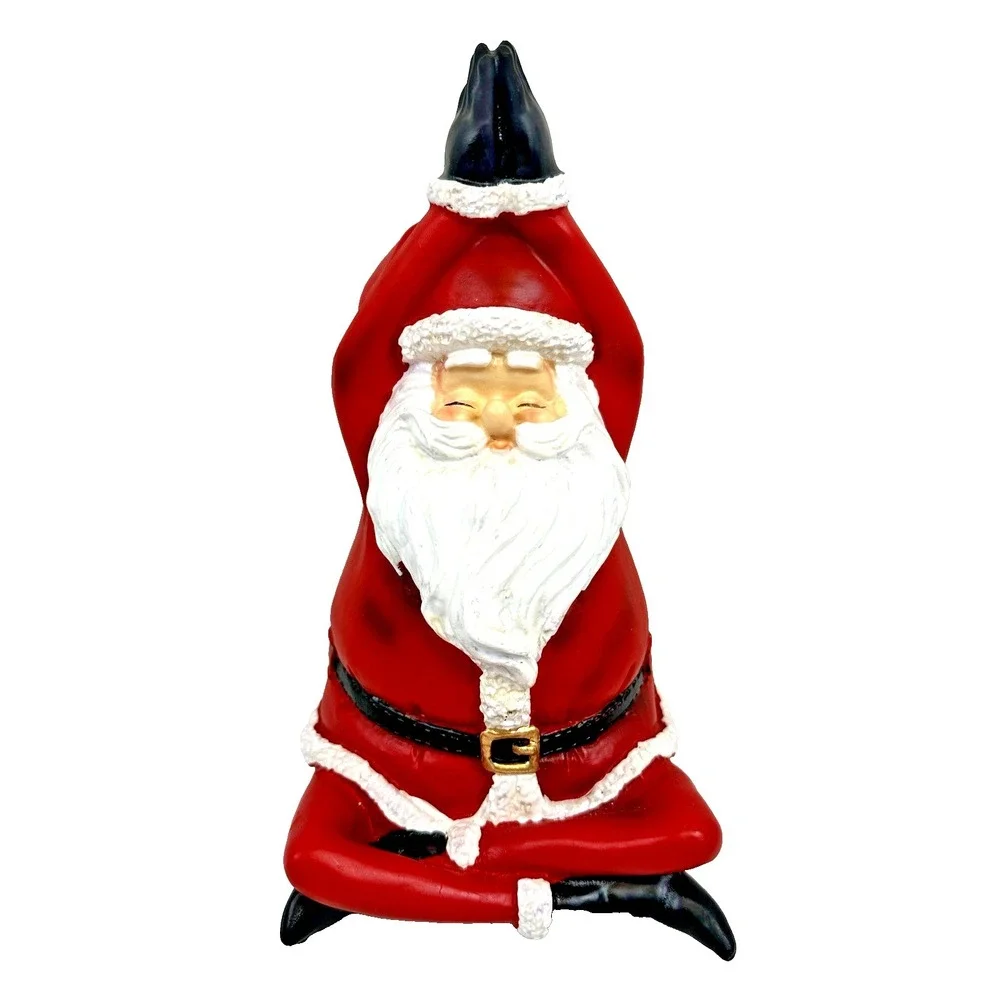 Santa Claus Yoga Sitting Pose Resin Figurine Christmas Holiday Decor
